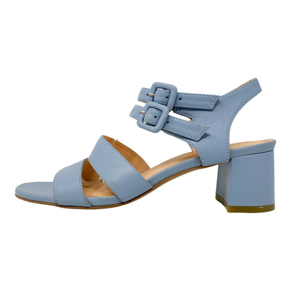 Marais USA Jardin Blue Leather Strappy Block Heel Sandals Size 8